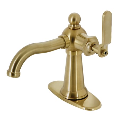 Kingston Brass KSD3547KL Single-Handle Bathroom Faucet with Push Pop-Up, Brushed Brass KSD3547KL